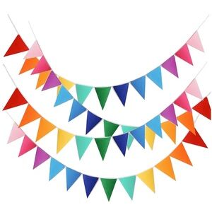 16pc Rainbow Pennant Banner Triangle Flag Birthday Party, Baby Shower, Classroom